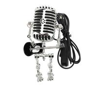 Haofy Lampe Robotique en Aluminium Vintage avec Microphone, Guitare, Lampe de Bureau en Métal Rouge 232 G pour Lire, Travailler, Chambre à Coucher, Amateurs de Musique avec Design Robot Rétro (BLACK)