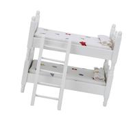 Haofy Lit superposé en Bois pour Maison de Poupée 1:12, Meubles Miniatures avec Literie pour Scénarios de Jeu, Charmant Motif Géométrique Qui Améliore la Narration, Assemblage Simple, Convient à Une