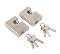 Haofy Lot de 2 Cadenas Robustes Rectangulaires Monobloc avec 6 Clés, étanches et Antirouille pour Porte de Garage, unité de Rangement, Utilisation de Portail Extérieur