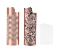 Haofy Lot de 2 étuis à Briquet en Alliage de Zinc avec Grille Détaillée et Motifs Gravés de Dragon Mesurant 3,15 Pouces de Longueur pour Un Ajustement Universel, Retrait Facile Via Le (Bronze Violet)