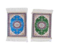 Haofy Lot de 2 Tapis de Souris de Style Persan, Tapis de Tasse Antidérapant à Motif Floral Vintage avec Glands pour Bureau D'ordinateur, Maison de Poupée, Décoration de Table