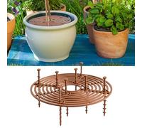 Haofy Lot de 3 Cache-Pots de Fleurs avec 24 Piquets, Découpe Centrale, Grille de Protection du Sol, Marron café, ABS pour Plantes D'intérieur et D'extérieur, Garde Le Sol Propre (3PCS)