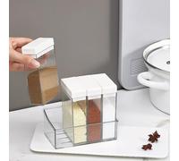 Haofy Lot de 4 Boîtes d'assaisonnement Transparentes en PET, Couvercles Hermétiques pour Garder le Sel et le Sucre au Sec, Cuillère à Large Ouverture Facile à Remplir, Rangement de Garde-manger