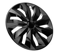 Haofy Lot de 4 Enjoliveurs de Roue de 17 Pouces en ABS à Clipser, Ajustement Universel pour Jantes en Acier, Enjoliveurs Noirs Brillants, Installation sans Outil pour Les Déplacements Quotidiens,