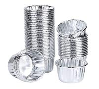 Haofy Lot de 50 Gobelets en Papier bou ouble Face de 6,1 Cm de Diamètre Inférieur pour Muffins, Gâteaux, Pâtisseries, Adaptés pour les Fêtes d'anniversaire, Mariages, Vacances (Argent double