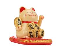 Haofy Lucky Cat Mini Taille à énergie Solaire avec Bras ondulé en Plastique pour Décoration de Maison, Bureau, Décoration de Voiture, Idée, Zone de Réception (YELLOW)