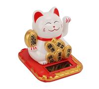 Haofy Lucky Cat Mini Taille à énergie Solaire avec Bras ondulé en Plastique pour Décoration de Maison, Bureau, Décoration de Voiture, Idée, Zone de Réception (WHITE)