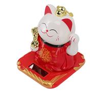 Haofy Lucky Waving Cat Light Induction 7,87 Pouces en Plastique avec Fonction Automatique de Vague de Main pour Bureau, Tableau de Bord de Voiture, Décoration Intérieure (Rouge)