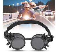Haofy Lunettes Steampunk de Style Vintage avec Plaquette Nasale Réglable et Lentilles Amovibles pour le Cyclisme et les Fêtes (BLACK)