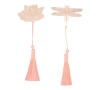 Haofy Marque-page en Métal au Design Creux en Acier Inoxydable plaqué or Rose pour les Amateurs de Livres - Marque-page Creux en or Rose avec Pompons, élégant et Durable, Lot de 2