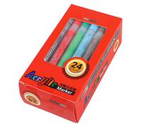 Haofy Marqueurs de Peinture Acrylique 24 Couleurs, Double Pointe, étanches, Stylos Non Toxiques à Séchage Rapide pour Projets Artistiques, Artisanat de Bricolage en Classe