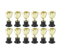 Haofy Mini Coupes de Trophée en Or 12 Pièces en Plastique Solide de Couleur Vive avec Base Stable - Trophées de Récompense en Or pour Les Enfants, Les événements Scolaires, Les Jeux de Fête et Les