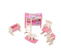 Haofy Mini Ensemble de Meubles de Maison de Poupée 1:12, Accessoires de Cuisine et de Salle à Manger en Bois pour Enfants, pour Les Jeux de Simulation et Les Activités de Bricolage (Chambre d'enfant)