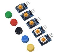 Haofy Module de Bouton Grande Carte de Commutateur Poussoir Couvertures de Couleur Blocs de Construction électroniques 5 Pièces pour les Amateurs D'assemblage de Circuits Rouge/jaune/bleu/vert/noir