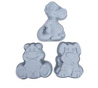 Haofy Moule à Cake Pops en Silicone Dinosaure Hippopotame Chien (3 pièces) - Antiadhésif, qualité Alimentaire - Idéal pour les Fêtes D'anniversaire, la Préparation de Gâteaux, Cup (GRAY)
