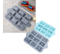 Haofy Moule à Gâteau en Silicone Antiadhésif à 9 Cavités en Forme de Train, Idéal pour les Fêtes D'anniversaire D'enfants, la Confection de Chocolats, Biscuits, Friandises pour Ch