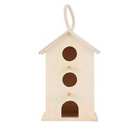 Haofy Nichoir Suspendu en Bois avec Corde et Support pour Perroquets et Petits Oiseaux, Jardin ou Balcon, Bois de Noyer des Canaries