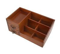 Haofy Organisateur de Maquillage en Bois 7,28" X 4,13" X 10,04" avec 2 Tiroirs et 7 Cloisons pour Cosmétiques, Fournitures de Bureau, Boîte de Rangement de Bijoux pour Bureau, Chambre à Coucher,