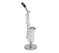 Haofy Ornement de Saxophone Alto Miniature en Métal argenté de 14 Cm - Modèle de Mini Saxophone avec Boîte de Rangement pour Décor de Bureau d'amateur de Musique, de Salle de Groupe