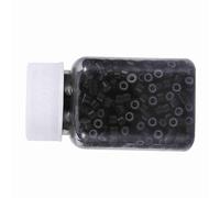 Haofy Outil de Perles de Boucle D'anneau D'extension de Cheveux en Silicone de 5mm, Bouteille de 1000 Pièces pour Cheveux Humains, Tenue Serrée, Indétectable, 5 Couleurs (BLACK)