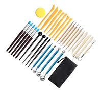 Haofy Outils de Sculpture en Argile Polymère, Ensemble en Bois et Métal Durable pour le Bricolage Artisanal, Poignée Confortable, 32 Outils de Sculpture pour Pâte à Modeler, Poterie, Céramique,