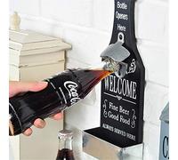 Haofy Ouvre-bouteille Mural Vintage, Design en Bois et en Acier, Ouverture Facile à une Main et Receveur pour Bar à Domicile, Pub, Cuisine (1)