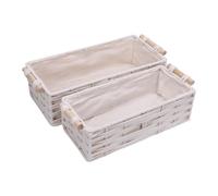 Haofy Panier de Rangement en Corde de Coton tissé à la Main, Panier de Décoration Bohème avec Poignées en Bois de Pin, Organisateur Portable pour Petit Appartement, Salle de Bain, Chambre à Coucher,