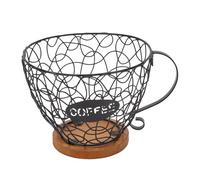Haofy Panier pour Capsules de café, Support en Bois Massif et Fil de Fer | 35 Emplacements pour Capsules, Poignée de Levage, Base Brune Rétro, Rangement de Comptoir de Cuisine, Bac à Snacks et