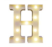 Haofy Panneau Lumineux LED de l'alphabet, Lampe à Lettres Néon Moderne en PVC avec Ampoules Blanc Chaud, 8,66 Pouces sur Pied ou à Suspendre au Mur, Veilleuse Alimentée par Batterie IP54 pour Fête,