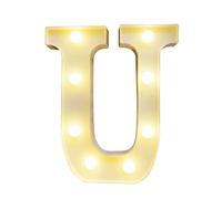 Haofy Panneau Lumineux LED de l'alphabet, Lampe à Lettres Néon Moderne en PVC avec Ampoules Blanc Chaud, 8,66 Pouces sur Pied ou à Suspendre au Mur, Veilleuse Alimentée par Batterie IP54 pour Fête,
