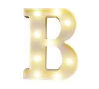 Haofy Panneau Lumineux LED de l'alphabet, Lampe à Lettres Néon Moderne en PVC avec Ampoules Blanc Chaud, 8,66 Pouces sur Pied ou à Suspendre au Mur, Veilleuse Alimentée par Batterie IP54 pour Fête,