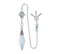Haofy Pendule en Cristal Naturel, Pierre à Facettes avec Décor Hexagramme, Chaîne Perlée pour Collier de Divination, Pendentif, Décor de Voiture (WHITE)