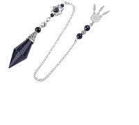 Haofy Pendule en Cristal Naturel, Pierre à Facettes avec Décor Hexagramme, Chaîne Perlée pour Collier de Divination, Pendentif, Décor de Voiture (BLUE)