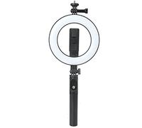 Haofy Perche à Selfie Bluetooth sans Fil avec Anneau Lumineux, Trépied de Bureau 3 en 1 avec Télécommande, pour Appels Vidéo, Diffusion en Direct, Batterie au Lithium, éclairage Chaud Jaune, Taille
