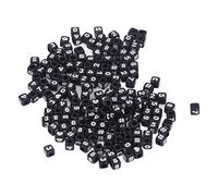 Haofy Perles Numérotées 300 Pièces de Perles d'espacement Rondes et Plates en Acrylique pour la Fabrication de Bijoux - Assortiment de Noires et Blanches pour Porte-clés, Colliers, Bracelets