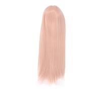 Haofy Perruque Longue et Lisse en Soie 1/4 de Poupée, Haute Température, pour Bricolage, Cadeau de Style pour Enfants, Montre D'élégance et de Modestie (PINK)