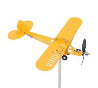 Haofy Piper J3 Cub Airplane Windmill 3D Metal Airplane Windmill Outdoor Roof Windmill Garden Decor (S)