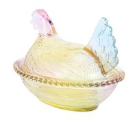 Haofy Plat à Bonbons en Forme de Poulet en Verre Cristal avec Couvercle, Bol Décoratif de Style Vintage pour Bonbons, Collations, Fruits, Décoration d'intérieur élégante pour les Mariages, les (M)
