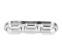 Haofy Plat à Sauce, Assiette à Compartiment en Acier Inoxydable pour Tremper, 2 Grilles et 3 Grilles, Idéal pour les Fêtes de Table de Cuisine (82051 trois)