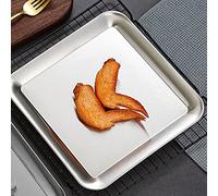 Haofy Plateau à Dîner en Acier Inoxydable de qualité Supérieure, Design carré, sans Danger pour les Aliments, Idéal pour les Banquets et les Mariages, Couleur Argent (L)