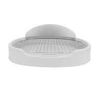 Haofy Plateau de Pot pour Chien Peu Encombrant avec Déflecteur Filet en Acier Inoxydable, Support de Tapis de Pipi pour Chiot pour des Sols Propres, Entraînement Pratique à la propreté (Grey)
