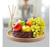 Haofy Plateau de Service en Bois de Haute qualité, Assiette Décorative Sûre et écologique, Service à thé, Fruits et Aliments | Salle à Manger Facile à Nettoyer (24cm)