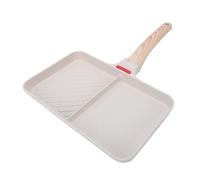 Haofy Poêle à Gril Divisée en Alliage D'aluminium, Poêle Antiadhésive à 2 Sections, Polyvalente pour Petit-déjeuner avec Manche en Bois, Antiadhésive pour Crêpes aux œufs (style 1)