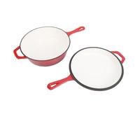 Haofy Poêle en Fonte d'une capacité de 4 QT pour les Grands Repas avec Couvercle pour une Répartition Uniforme de la Chaleur Poêle Ronde Multifonctionnelle pour une Utilisation au Four sur la