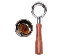 Haofy Poignée en Bois en Acier Inoxydable de 58 Mm sans Fond sans Conception 3 Oreilles, Compatible avec le Grade de Barista Petrus pour L'extraction Expresso Art Latte