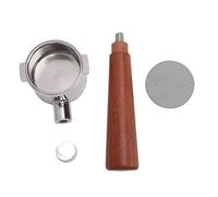 Haofy Portafilter sans Fond sans Fond avec Poignée en Bois Portafilter Nu Inoxydable en Acier Inoxydable Compatible avec les Machines Comprend un écran de Rondelle 2 Tasse de Panier