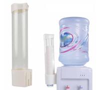 Haofy Porte-gobelet en Plastique, Distributeur de Gobelets en Papier, Distributeur de Gobelets avec Bouton à Une Touche, ABS, Couvercle, pour Cuisine, Maison, Bureau, Peut Contenir 60