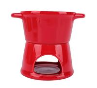 Haofy Pot à Fondue, 300 Ml avec Fourchette en Acier Inoxydable, Bougie Chauffée pour Desserts Individuels, Fromage et Collations, Trempette à la Maison (rouge)