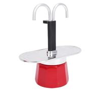 Haofy Pot Italien 2 Tasse de Cafetière Stovetop, Alliage D'aluminium Rouge 100 Ml avec Double Soupape pour une Cuisine pour la Cuisine de la Cuisine