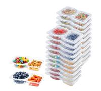 Haofy Récipient à Condiments à Double Compartiment, Ensembles de Stockage et d'organisation des Aliments en PP de qualité Alimentaire, Boîte Collation Double Anti-fuite pour le Contrôle des (20PCS